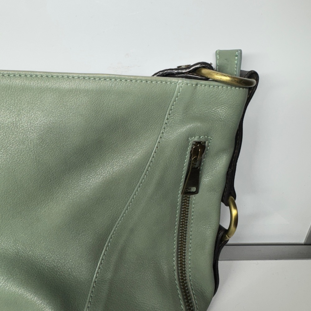 Sundance Made in Italy Leather Shoulder Bag Sage Green Hobo Style - Picture 11 of 16
